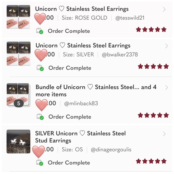 SILVER Unicorn Stainless Steel Stud Earrings With Gift Bag - Picture 4 of 5
